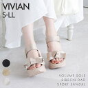 VIVIAN COLLECTION 厚底リボンダッドスポーツサンダル シューズ・靴