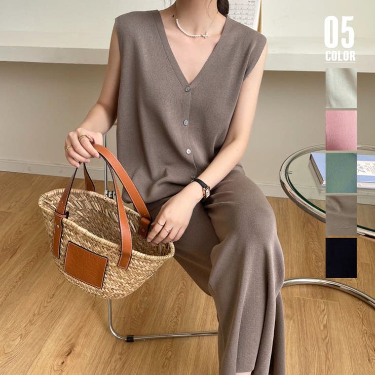 【10％OFFクーポン！11/27(木)1:59まで】SUNSHINE CLOSET サマーニットセットアップ 冷感タッチ薄手 パンツ・ズボン