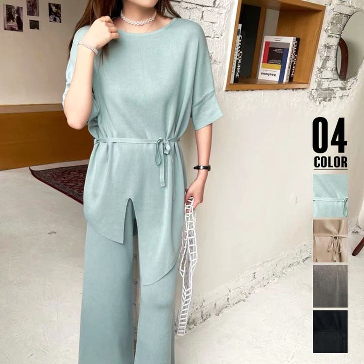 ANGELCLOSET ニットセットアップ 冷感タッチレディース パンツ・ズボン
