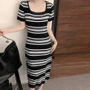 【5/15限定 15%OFFクーポン】ANGELCLOSET ワンピース ボーダー柄ニットワンピース ワンピース・ドレス