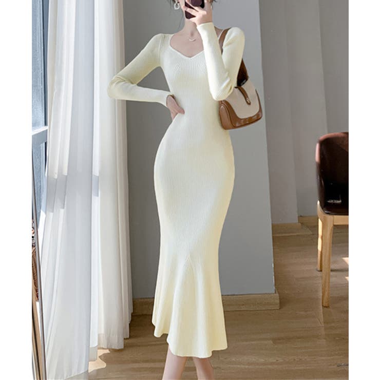 【10％OFFクーポン！11/27(木)1:59まで】SUNSHINE CLOSET ニットワンピース ロングマーメイドワンピ ワンピース・ドレス