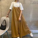 【5%OFFクーポン 9/11 1:59まで】SUNSHINE CLOSET プリーツ キャミサロペット ロングパンツ パンツ・ズボン