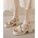 SUNSHINE CLOSET 厚底サンダル 太ヒール クロスベルト 夏 シューズ・靴
