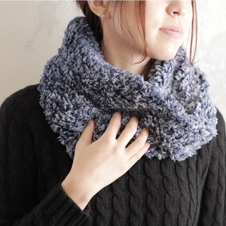 【10％OFFクーポン！2/10(火)1:59まで】GlovesDEPO モフモフふわふわ♪あったかボアのネックウォーマー【ボーダーファー】【ダイダイ風ボア】 小物