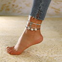 gulamu jewelry 3連アンクレット コード シェル コイン ビーズ ドクロ 貝 骸骨 夏 海 アクセ アクセサリー カジュアル シンプルレディースメ...