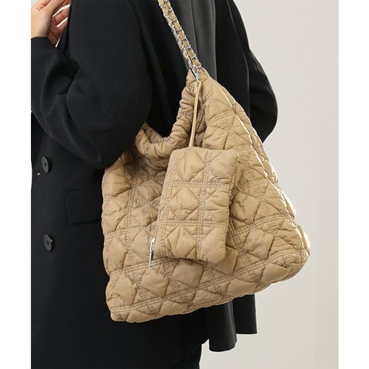 【10％OFFクーポン！11/27(木)1:59まで】SUNSHINE CLOSET キルトチェーンバッグポーチ付トートバッグ バッグ・鞄