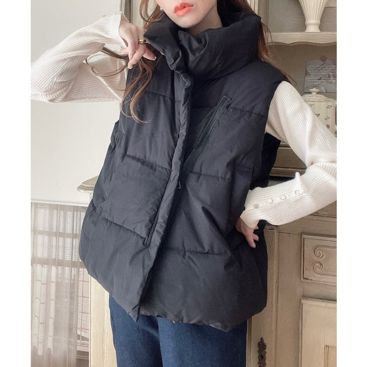 Ada. 中綿ダウンベスト 秋冬 軽量 アウター 中綿 ブルゾン ジャケット ダウン 韓国 韓国ファッション 羽織り 羽織りもの 秋物 冬物 暖かい 防寒着 10代 ガーリー アウター(コート・ジャケットなど)のサムネイル