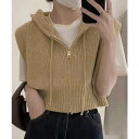 SUNSHINE CLOSET フード付きジップニットベスト ショート丈 トップス