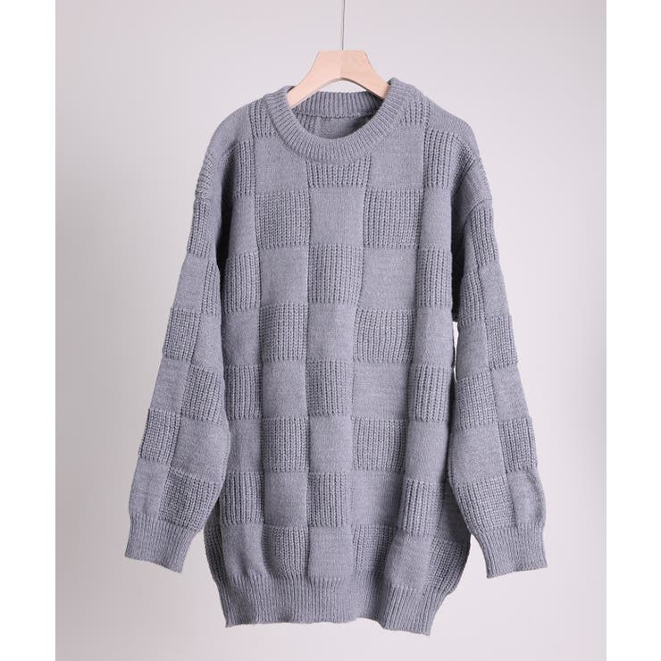 【10%OFFクーポン!12/11(木)1:59まで】aimoha men aimoha men Cozy Checkered Knit Sweater ニット...