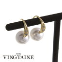 【8/11まで5%OFFクーポン】VINGTAINE クリスタルパールフックピアス(8mm)/シンプル/キュービックジルコニア P1334 アクセサリー
