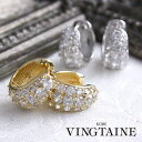 【8/11まで5%OFFクーポン】VINGTAINE パヴェリングピアス/キュービックジルコニア/フープピアス P1405 キャッチレス アクセサリー