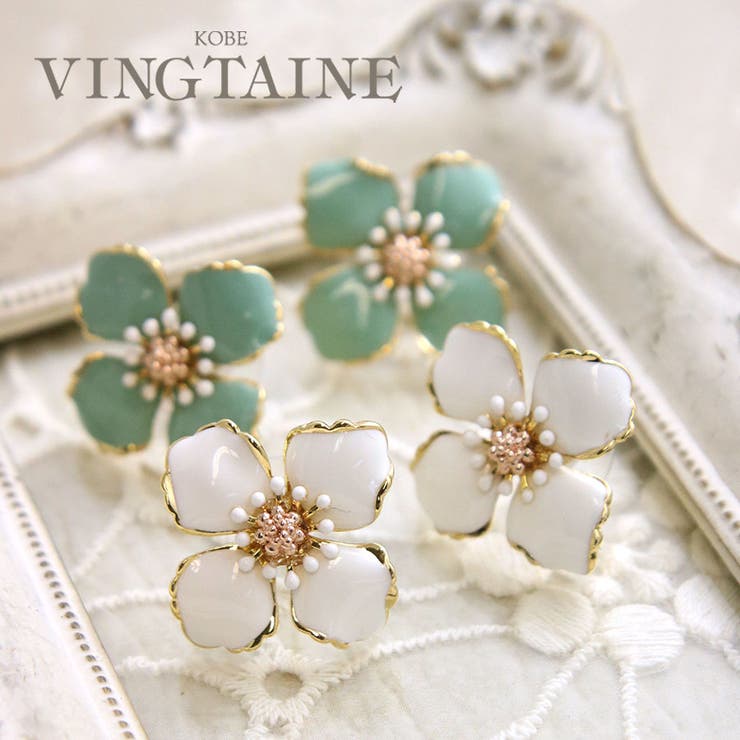 VINGTAINE ピアス イヤリング フラワー エナメル調 大ぶり シンプル レディース アクセサリー プレゼント 上品 大人カジュアル シンプル ギフト 女性 P5182 アクセサリーのサムネイル