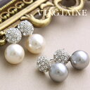 VINGTAINE 一粒パール×パヴェボールピアス/イヤリング/ラインストーン/チタンポスト P14-8 アクセサリー