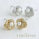 VINGTAINE カメリアパヴェピアス/イヤリング/キュービックジルコニア/パール/パヴェセッティング P38-9 アクセサリー