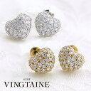 【8/11まで5%OFFクーポン】VINGTAINE ぷっくりパヴェハートピアス/イヤリング/キュービックジルコニア P2-46 アクセサリー
