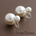 VINGTAINE ダブルパールノンホールピアス(S)/ピアスみたいなイヤリング/パール/リバーシブル/2way/デイリー/シンプル/樹脂製 E2039 アクセ...
