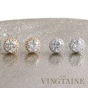 VINGTAINE ピアス イヤリング ネジバネ式 スクリュー 一粒 キュービックジルコニア チタンポスト ゴールド シルバー エレガント 小ぶり オフィス プ...