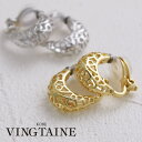 VINGTAINE 透かし模様ミニフープイヤリング シンプル ゴールド シルバー クリップ式 イヤリング 小ぶり エレガント 大人 華やか デイリー ピアスみた...
