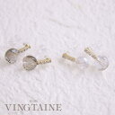 VINGTAINE クリアストーン×バー ミニ ノンホールピアス 樹脂イヤリング 金属アレルギー ノンホール E2078 アクセサリー