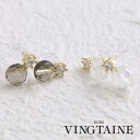 VINGTAINE クリアストーン ミニ ノンホールピアス 樹脂イヤリング 金属アレルギー ノンホール E2079 アクセサリー