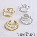 VINGTAINE 【片耳販売】3連風モチーフイヤーカフ イヤリング イヤカフ 大人っぽい 片方 カジュアル シンプル 30代 40代 イヤーフックかわいい E...