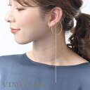VINGTAINE 【片耳販売】3連風リング&ロングチェーンイヤーカフ(左耳用) 大ぶり イヤカフ シンプル メタル カジュアル アクセサリー アレンジ 重ね付...