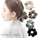 【5/16 1:59まで 5%OFFクーポン】VINGTAINE シュシュ ベロア シンプル パイピング フェイクレザー まとめ髪 ヘアアクセサリー ギフト プ...