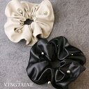 VINGTAINE シュシュ フェイクレザー メタルボール付き ボリューム シンプル ヘアアクセサリー 可愛い お洒落 大人カジュアル HS-197 ヘアアクセサリー