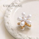 【5/16 1:59まで 5%OFFクーポン】VINGTAINE ヘアクリップ フラワー パール バンスクリップ ミニ 小ぶり 小さめ ヘアアクセサリー プレゼ...