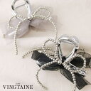 【7/11 1:59まで 5%OFFクーポン】VINGTAINE バンスクリップ メタルボール リボン オーガンジー ヘアクリップ おしゃれ 大人 かわいい 可...