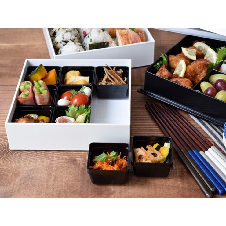 EAST table 重箱　和モダンオードブル　スクエア　3段重　18cm　ホワイト　仕切り付き 和食器 三段重 おせち料理 おせち重 オードブル重 お重箱 お弁当箱 ランチボックス 運動会 ホームパーティー アウトドア 行楽 おしゃれ 食器・キッチン用