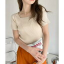 【8/11まで5%OFFクーポン】Ada. 胸元切り替え スクエアネック 半袖 ニット トップス
