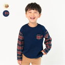 こどもの森e-shop タータンチェック袖切替長袖Tシャツ・ロンT 80cm〜140cm M52800 トップス