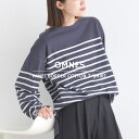 OMNES 【OMNES】パネルボーダーコットン長袖Tシャツ トップス