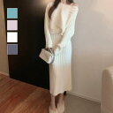 maison de LATIR フェミニンなニットトップス+キャミワンピースセットアップ 春 夏 韓国 ワンピース ドレス ボートネック オフショル 2点セット結婚式 フォーマル オフィス 春 夏 韓国ファッション パンツ ドレス ワンピース・ドレス