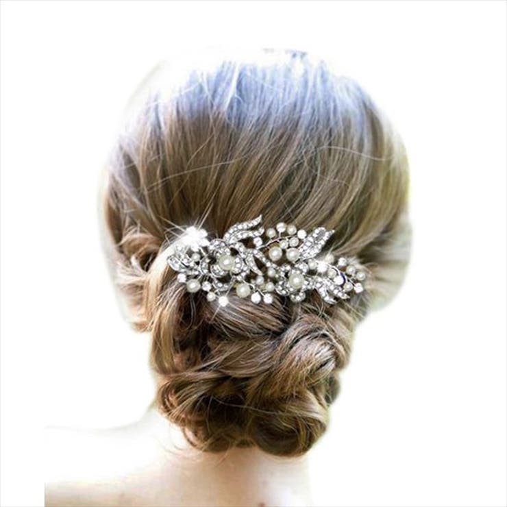 【10%OFFクーポン!11/27(木)1:59まで】パーティードレス通販 Precious Lady 髪飾り パール スパークリング コーム ヘッドドレス ウ...