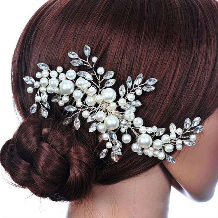 【10%OFFクーポン!11/27(木)1:59まで】パーティードレス通販 Precious Lady ヘッドドレス 髪飾り 大きい パール コーム ティアラ ...