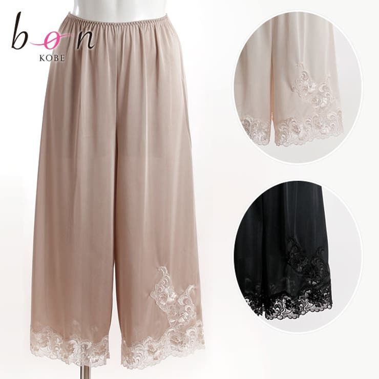 神戸発ランジェリーショップ bon-KOBE 【Bon Revaire】エレガントフラワーチュールエンブロイダリーレースキュロットペチコート☆ロング インナー・...