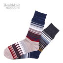 COMPLETE Healthknit PRODUCT メンズ2P クルーソックス ラグボーダー 182-3518 インナー・下着