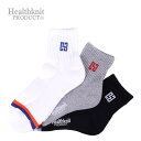 COMPLETE Healthknit PRODUCT メンズ3P クォーターソックス Hマークライン 182-3503 インナー・下着