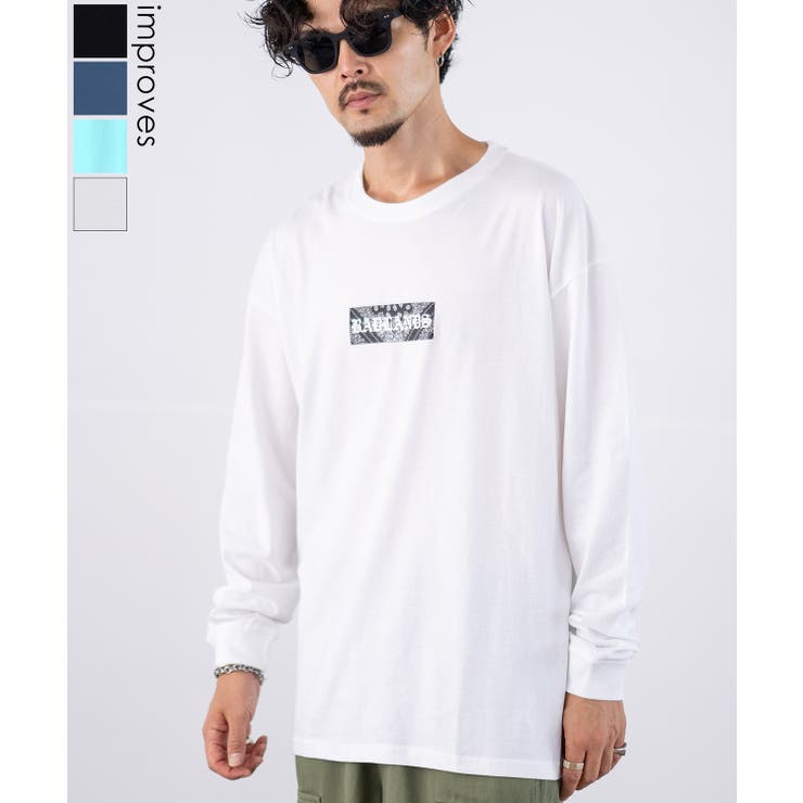 improves 長袖Tシャツ メンズ SIDEWAY STANCE サイドウェイスタンス オリジナルプリント ペイズリーボックスロゴ グラフィック ロンT アメカジ スケーター ストリート トップス