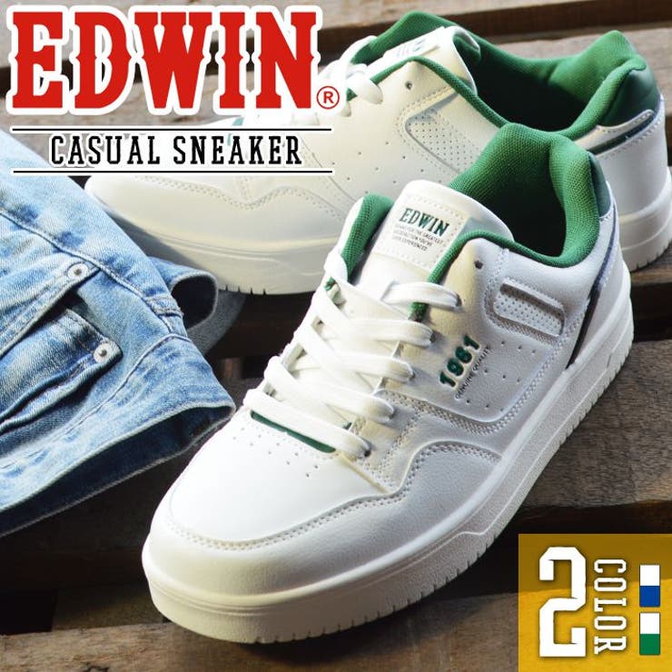 【10％OFFクーポン！1/29(木)1:59まで】ShoeSquare EDWIN エドウィン スニーカー メンズ 軽量 カジュアルシューズ 屈曲 防滑 カジュアルスニーカー ローカット ウォーキングシューズ 男性 靴 メンズシューズ シューズ・靴