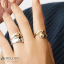 Melody Accessory リング シンプル フォークリング 大きめ 大ぶり ワイド 幅広 メタル ぷっくり 12号 アシンメトリー 立体 重ね付け ニッケルフリー ツイスト ゴールド オフィス ノンアレルギー 指輪 華奢見え おしゃれ レディース