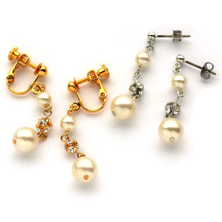 【10%OFFクーポン!11/27(木)1:59まで】Melody Accessory イヤリング ピアス K18GP 揺れる パール くす玉 純チタン ロング...