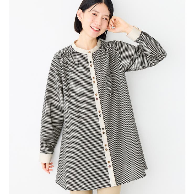 Viola e Viola クレリックデザインフレアーチュニック トップス