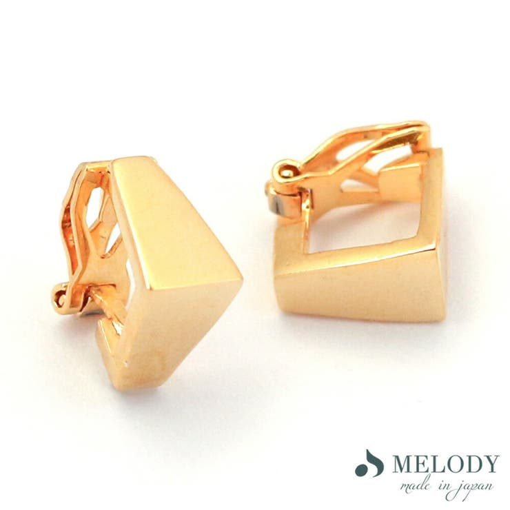 Melody Accessory イヤリング スクエア フープ クリップイヤリング 小ぶり シンプル オフィス しかく ゴールド シルバー プレゼント ブランド...