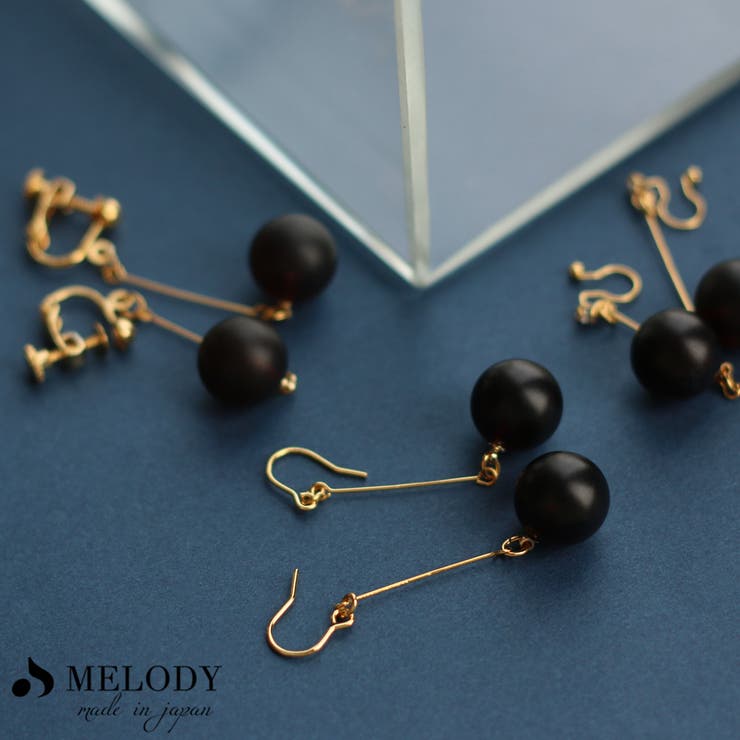 Melody Accessory イヤリング ピアス アウトレット ノンホールピアス ブラック ボール フックピアス 揺れる レディース ブランド シンプル ゴ...