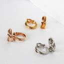 Melody Accessory イヤリング K18GP 3連 フープ イヤリング ピアス キャッチレス 純チタン チタンポスト 金属アレルギー対応 ニッケルフリー クリップ トリニティ 交差 クロス シンプル ロープ ねじり ゴールド アクセサリー