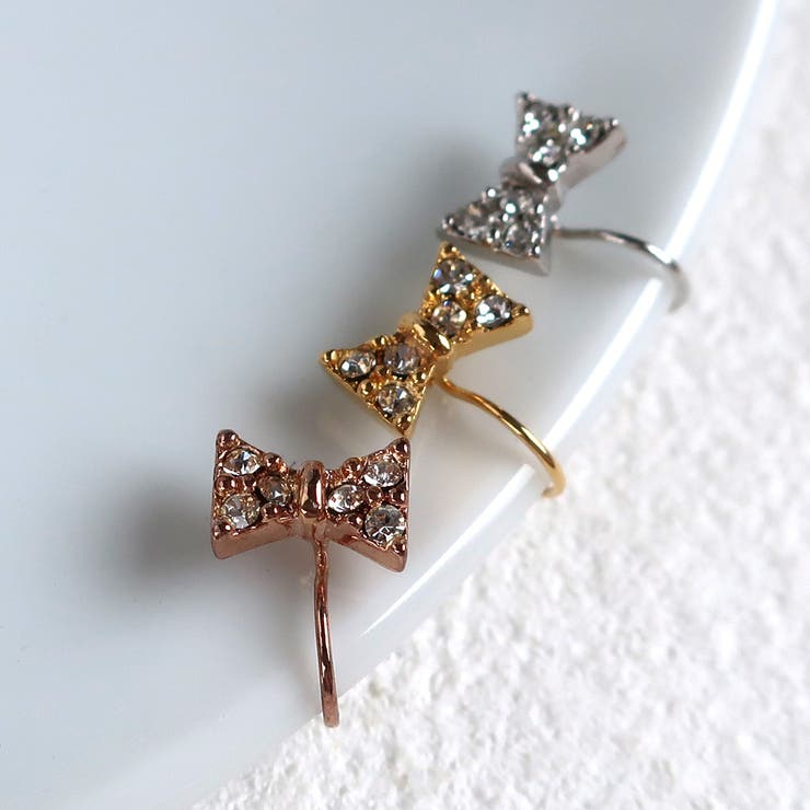 Melody Accessory イヤリング リボン ノンホールピアス 日本製 ノンホール かわいい 痛くない レディース おしゃれ 人気 K18GP ブランド...