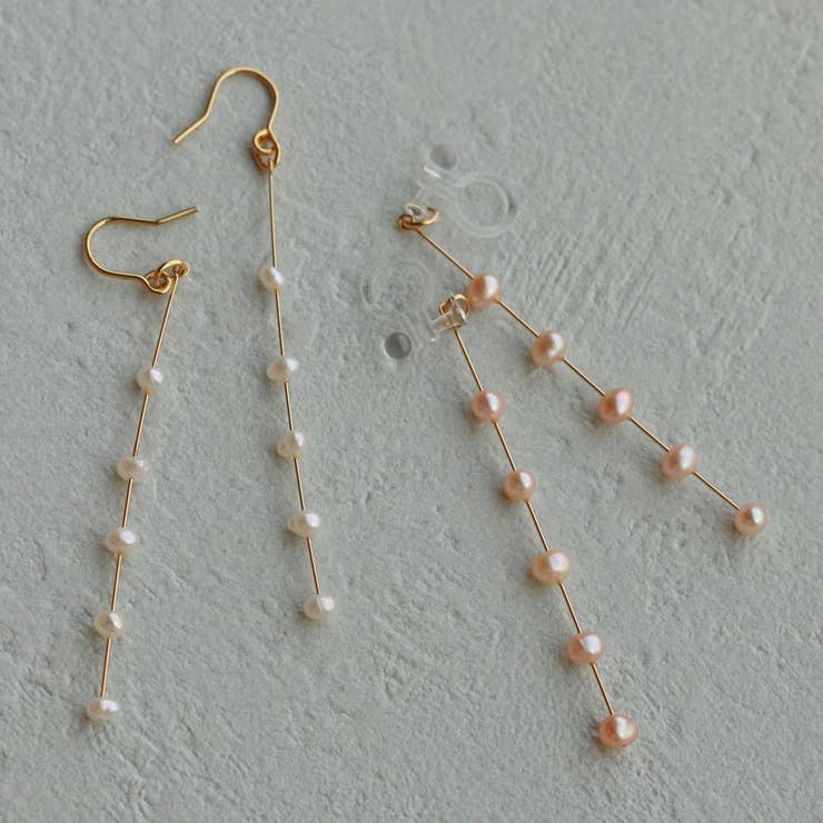 Melody Accessory イヤリング ピアス 日本製 K18GP パール バロックパール 淡水パール スイング S字 揺れる ノンホールピアス 金属アレ...